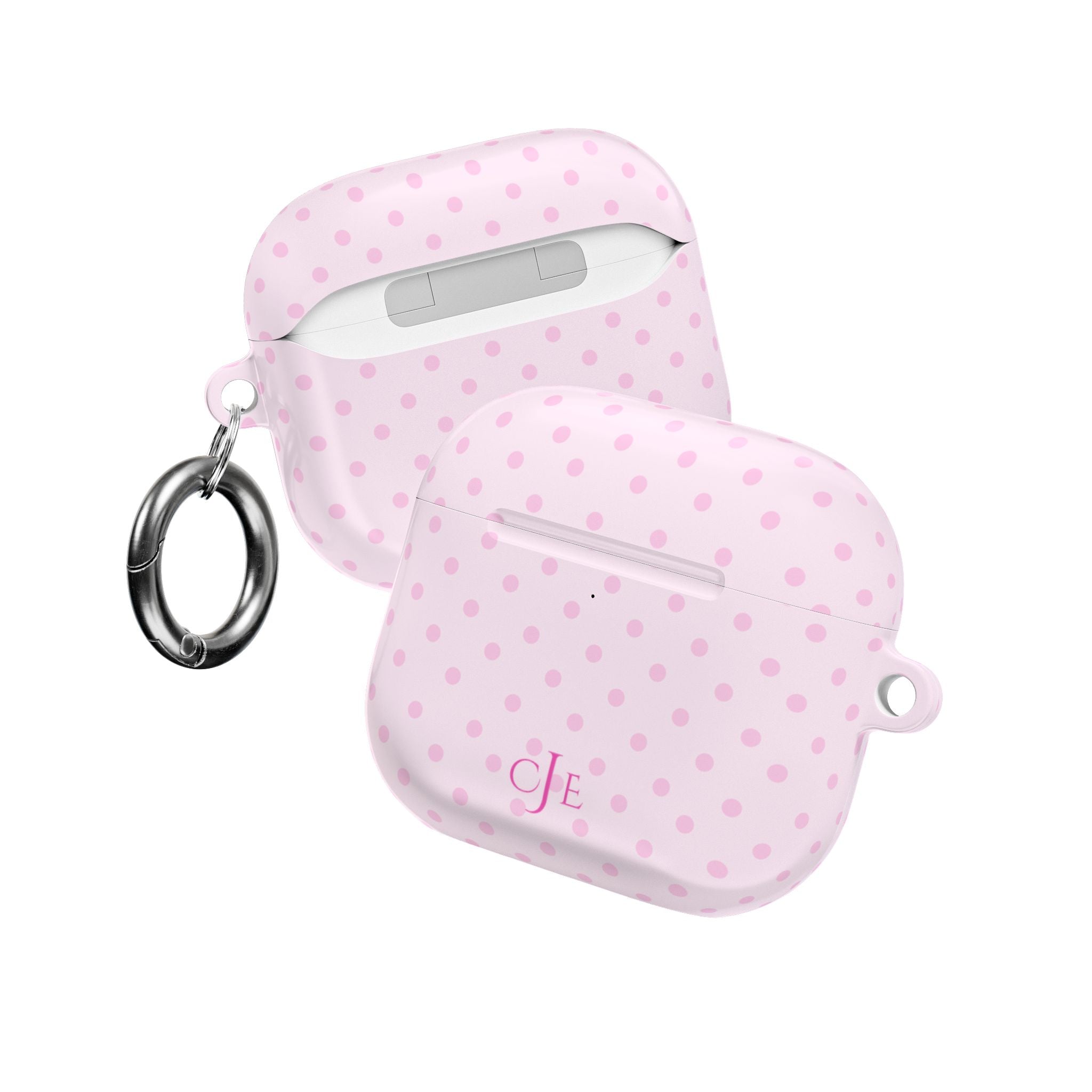 PERSONALIZED NAME CUSTOM PINK POLKA DOTS MONOGRAM INITIALS AIRPOD CASE