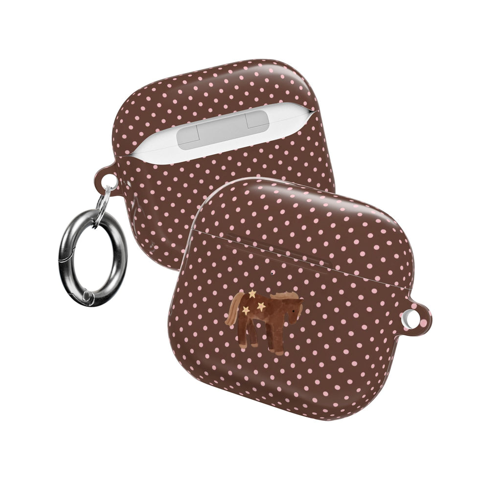 BROWN & PINK POLKA DOTS MINI PONY AIRPOD CASE