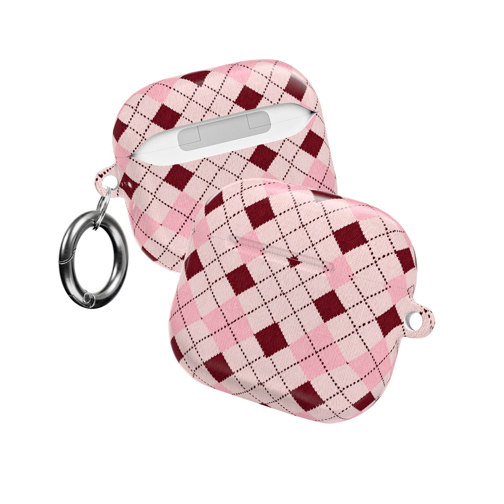 BURGUNDY ARGYLE AIRPOD CASE