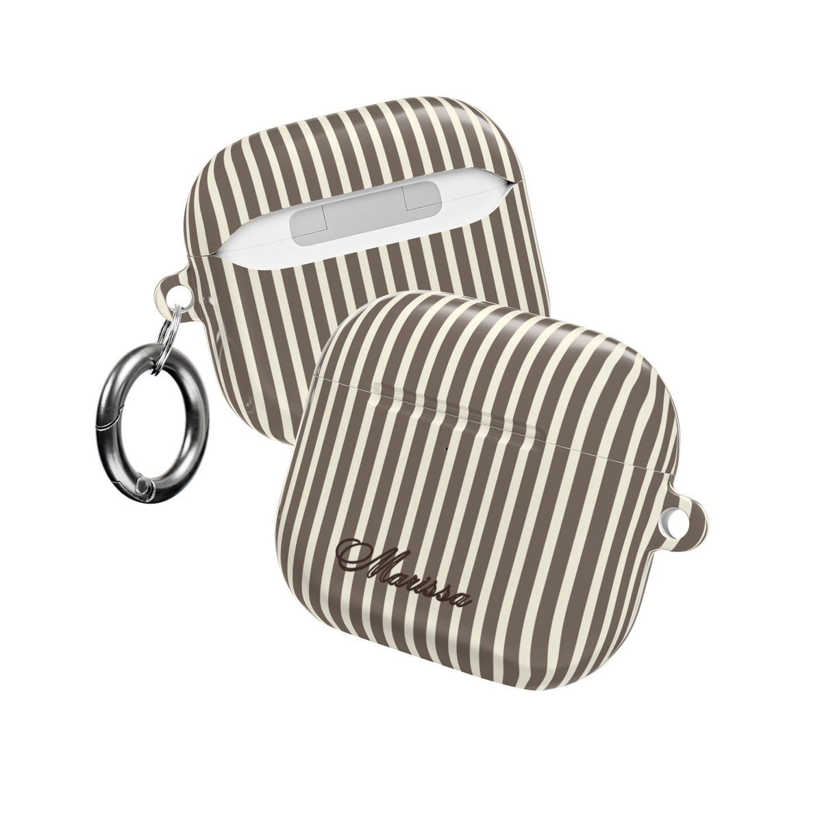 PERSONALIZED NAME CUSTOM BROWN STRIPES AIRPOD CASE
