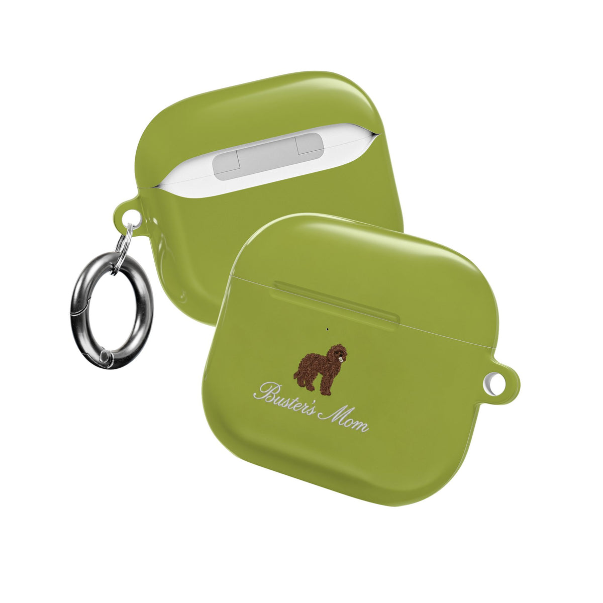 PERSONALIZED LIME GREEN DOG MOM AIRPOD CASE