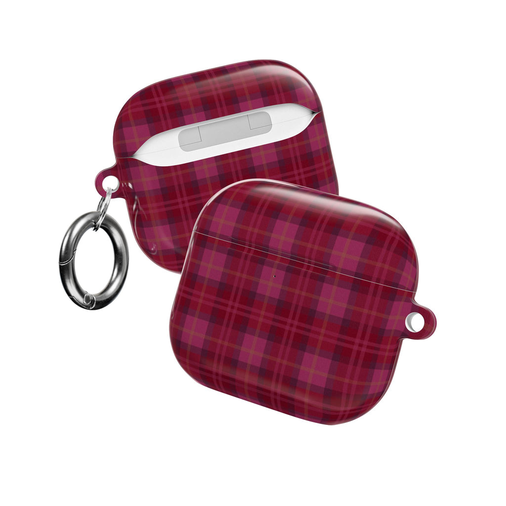 SCARLET RED BURGUNDY PLAID AIRPOD CASE