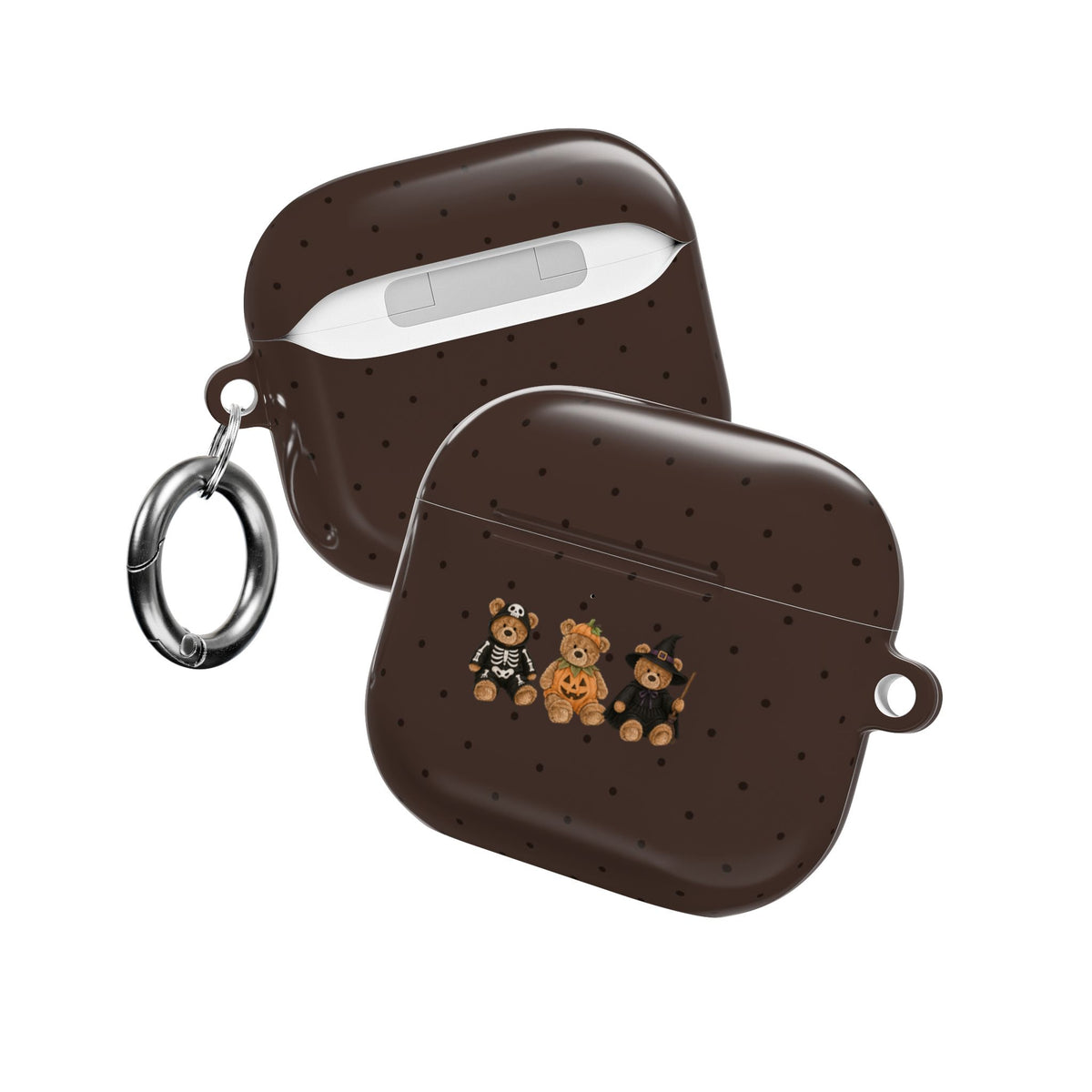 BROWN POLKA DOTS HALLOWEEN TEDDY BEARS AIRPOD CASE