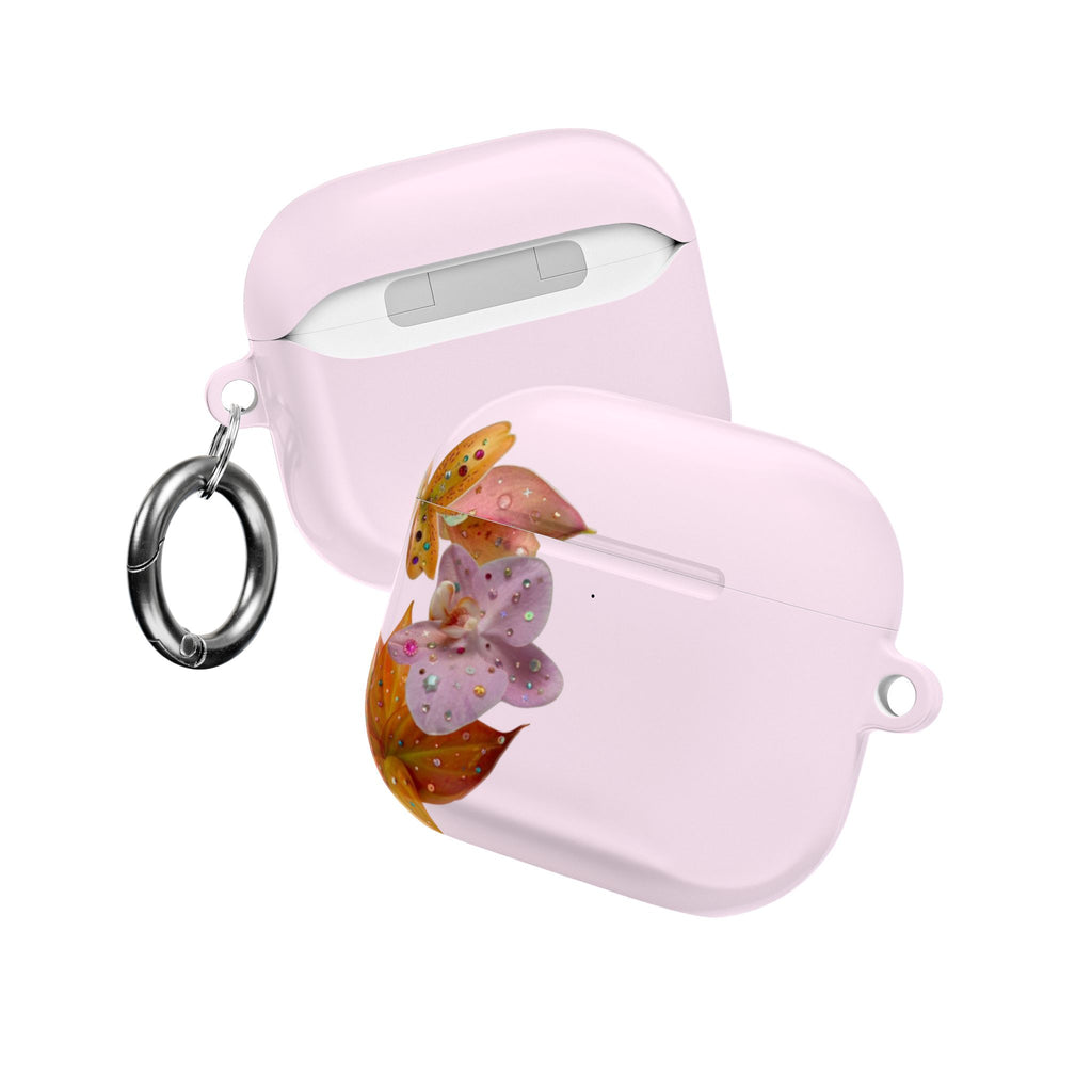 PINK EMBELLISHED LILY FLOWERS AIRPOD CASE
