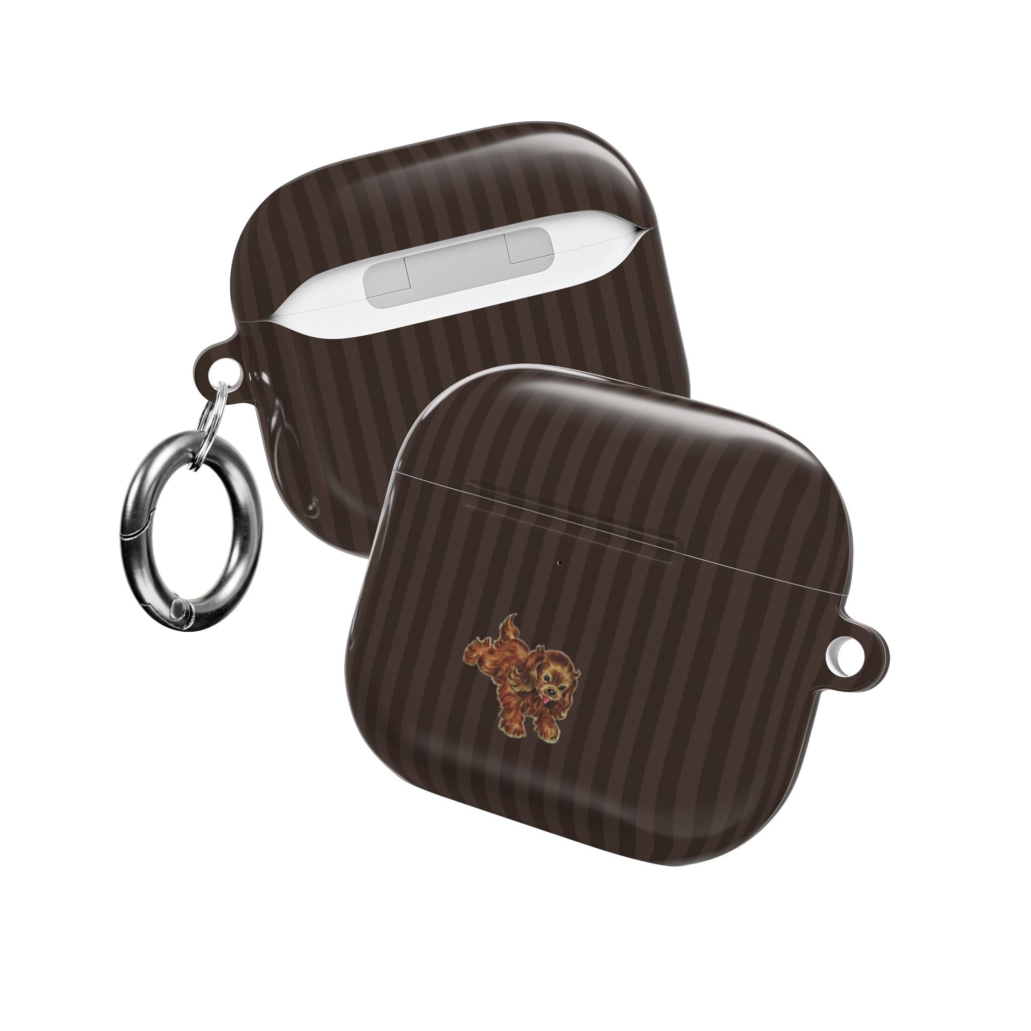 BROWN STRIPES PARK AVENUE PUPPY AIRPOD CASE