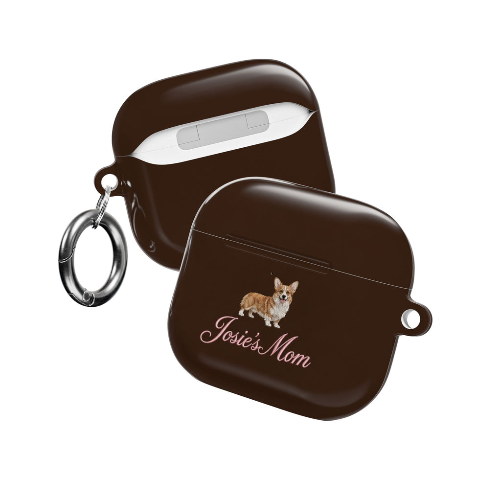 PERSONALIZED BROWN CORGI DOG MOM CUSTOM NAME AIRPOD CASE