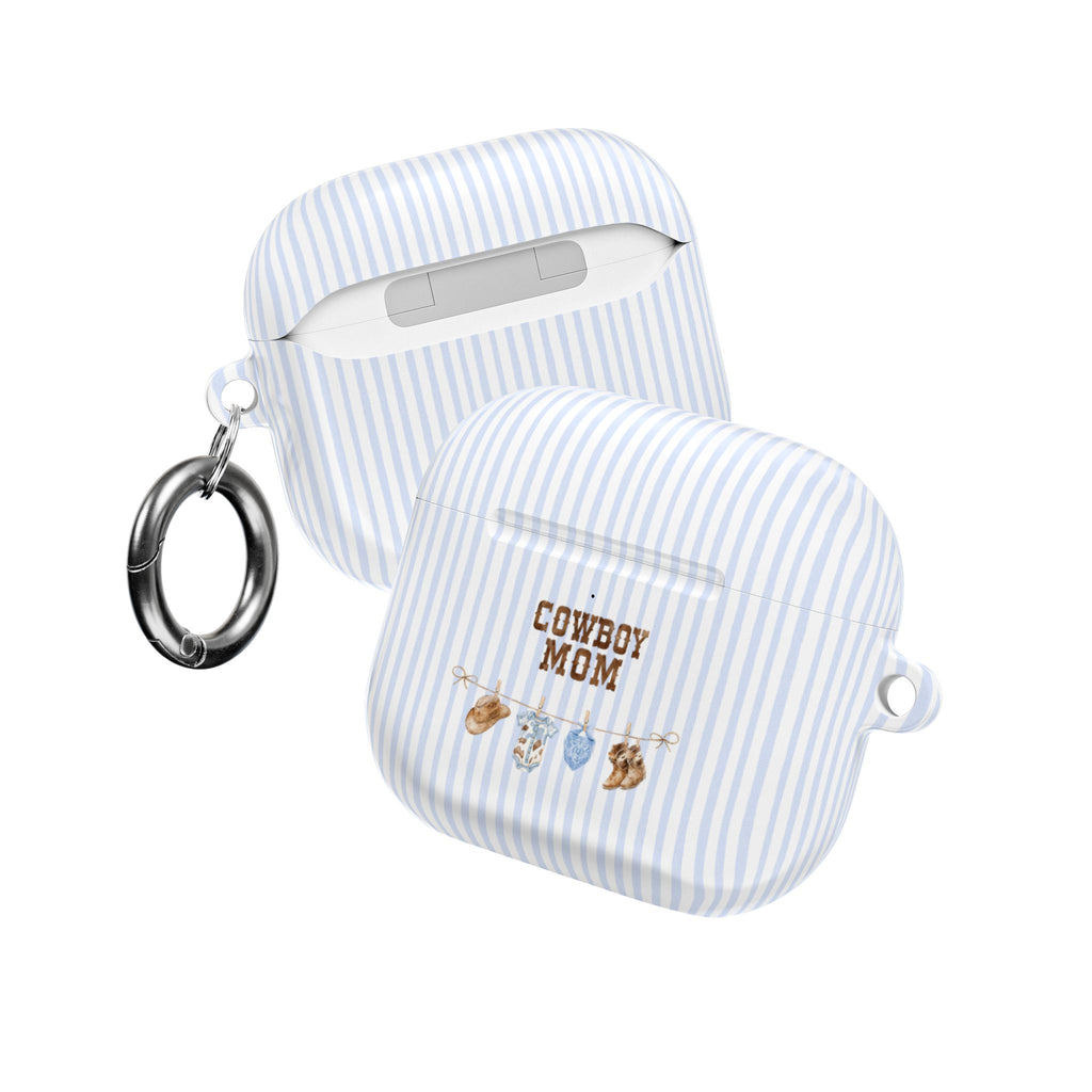 BLUE STRIPES COWBOY MOM COUNTRY AIRPOD CASE