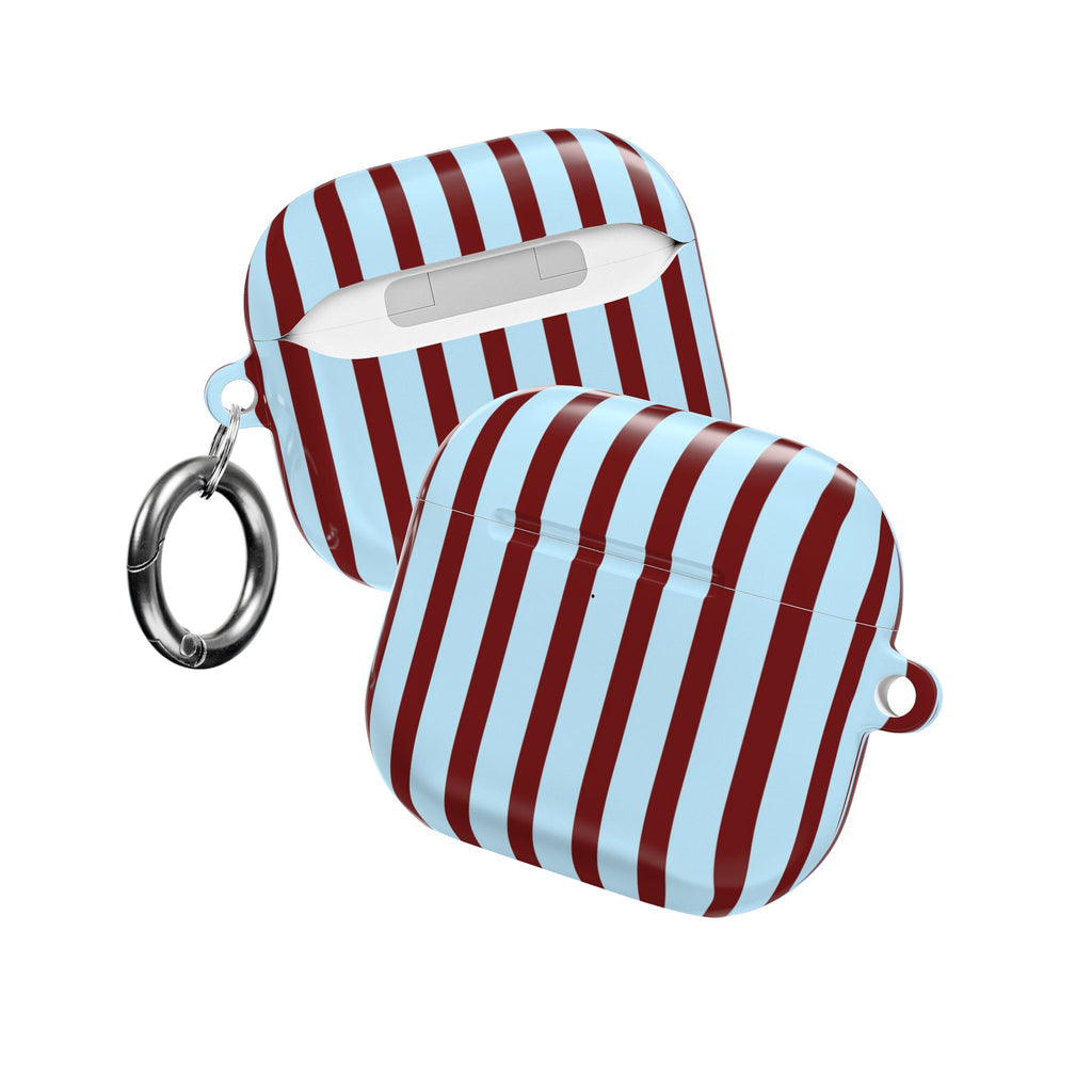 GLACIER BLUE & BURGUNDY STRIPED AIRPOD CASE