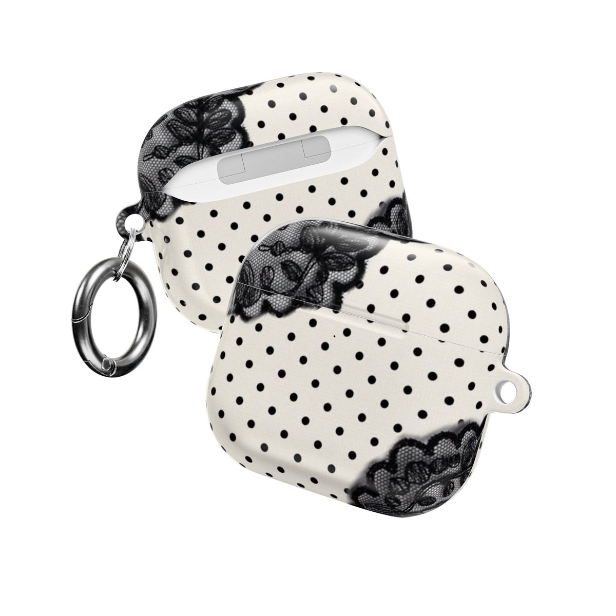COQUETTE POLKA DOTS BLACK LACE AIRPOD CASE