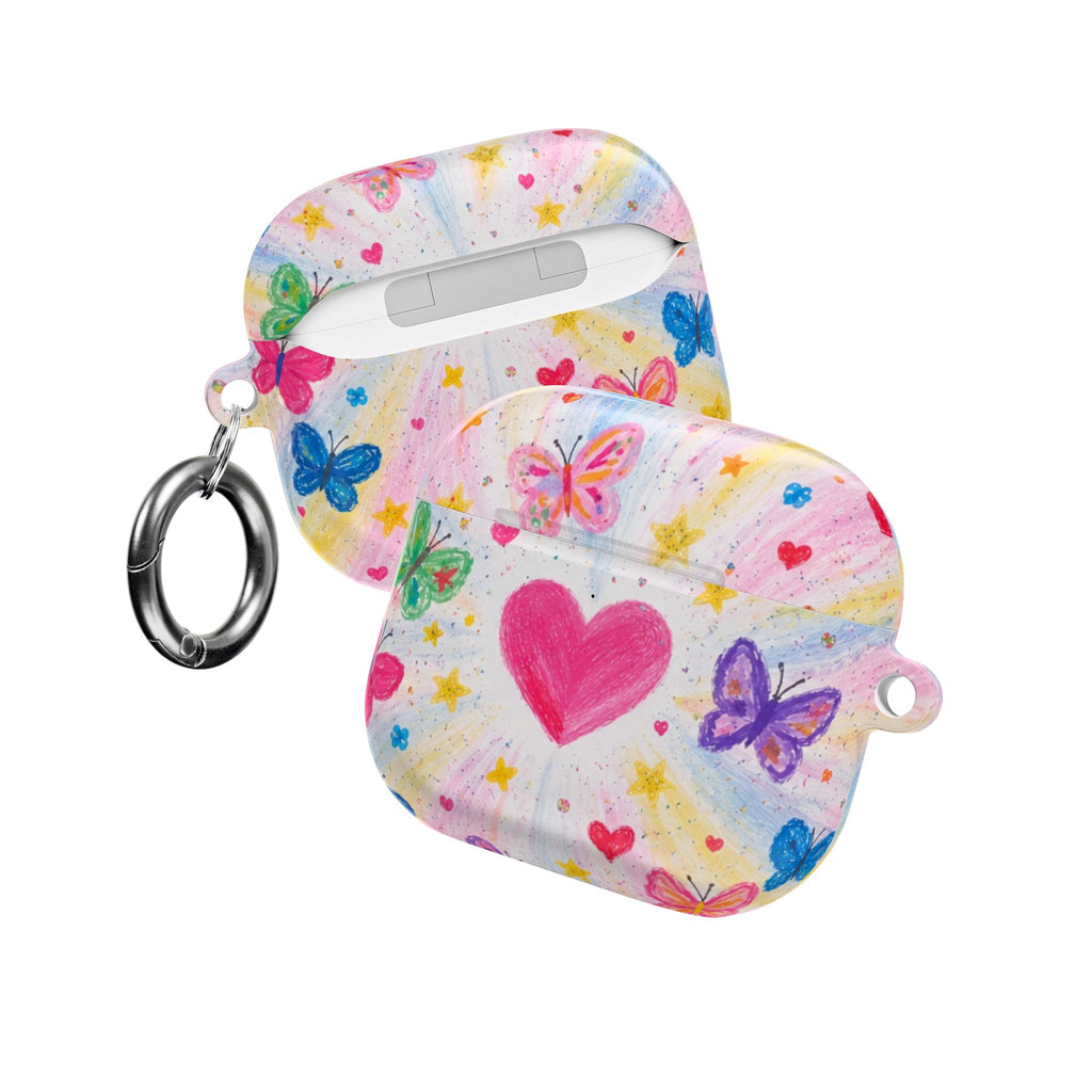 PINK WHIMSY HEART BUTTERFLIES AIRPOD CASE
