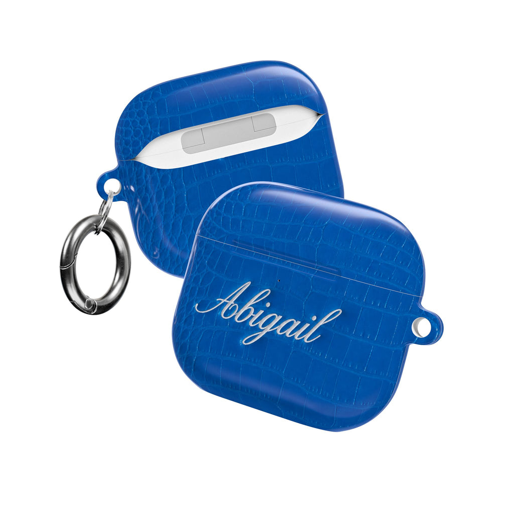 PERSONALIZED ROYAL BLUE CROC CUSTOM NAME AIRPOD CASE
