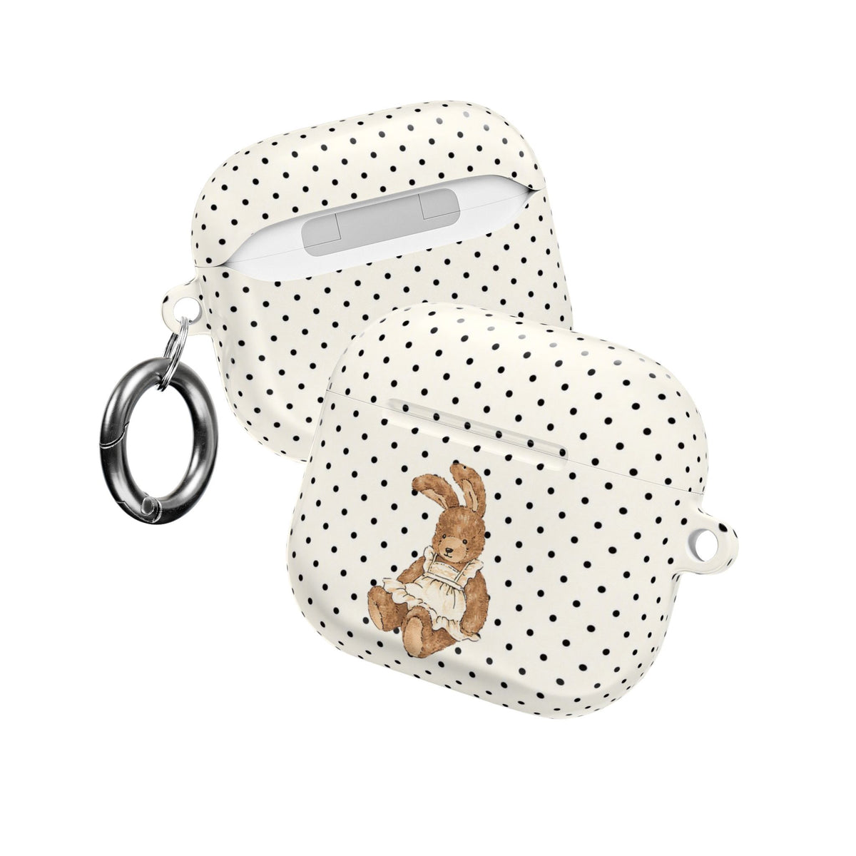 IVORY POLKA DOTS BUNNY AIRPOD CASE