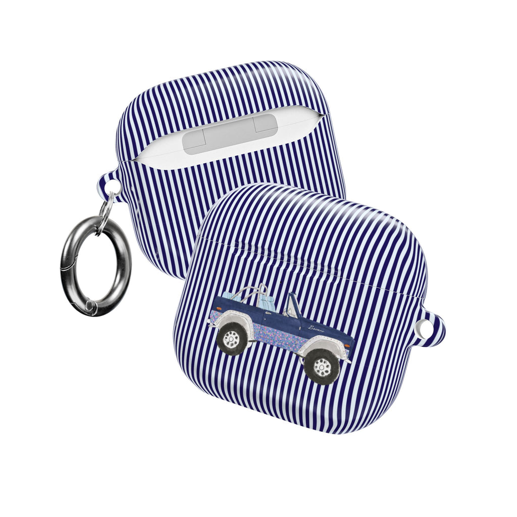BLUE STRIPES NAVY VINTAGE FLORAL BRONCO AIRPOD CASE