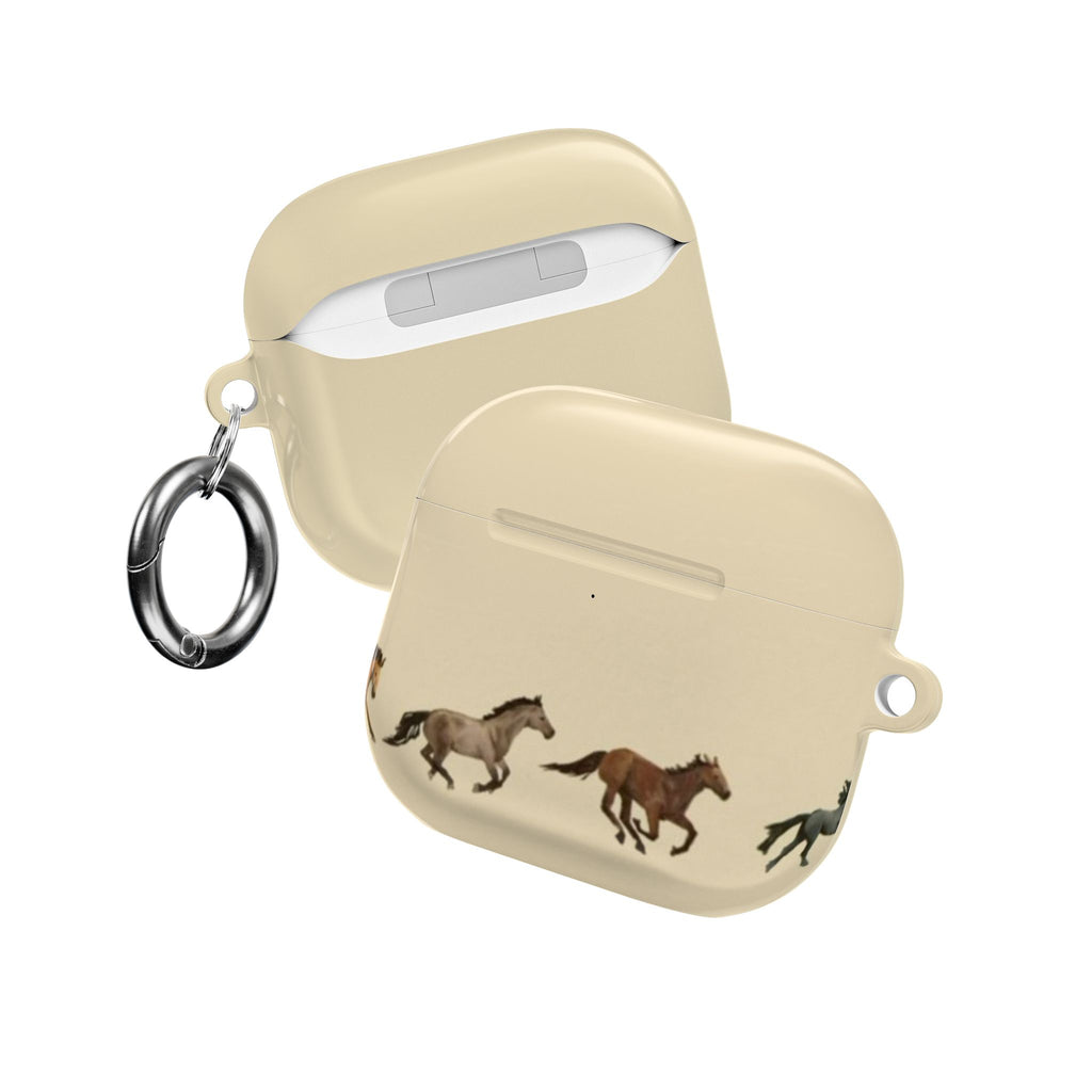 BEIGE MINIMALIST WESTERN HORSES AIRPOD CASE