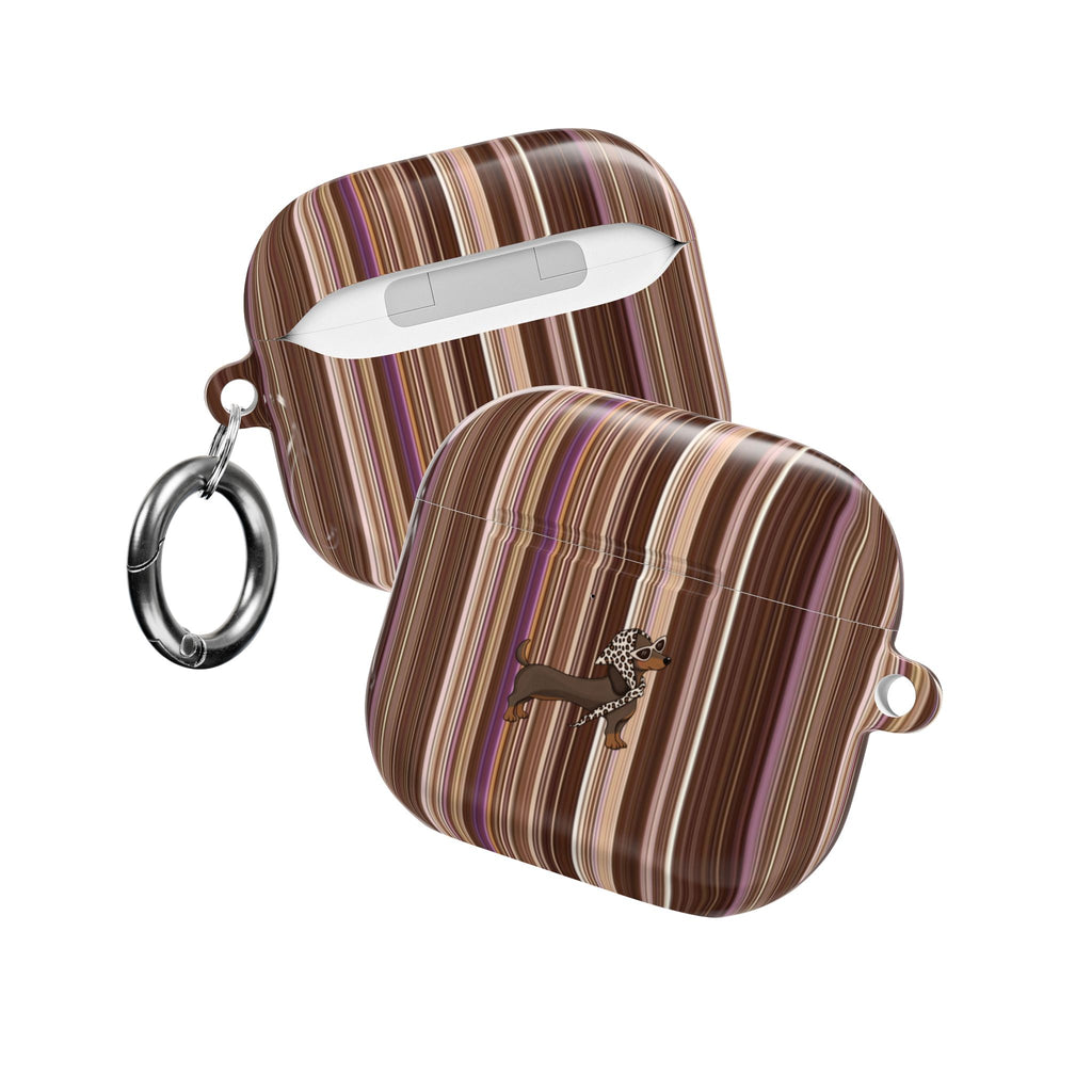 FALL STRIPES DACHSHUND AIRPOD CASE