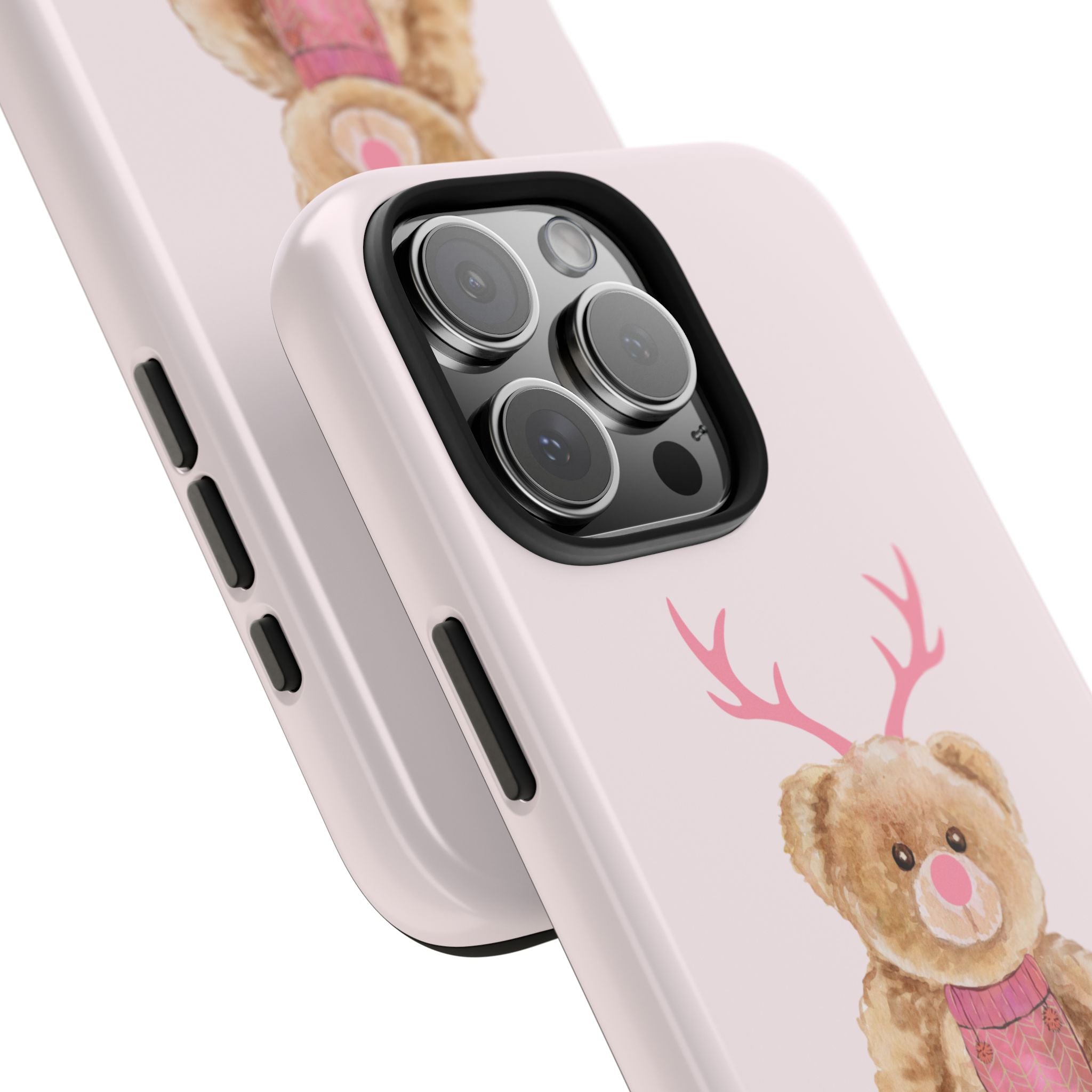 LIGHT PINK REINDEER TEDDY PHONE CASE