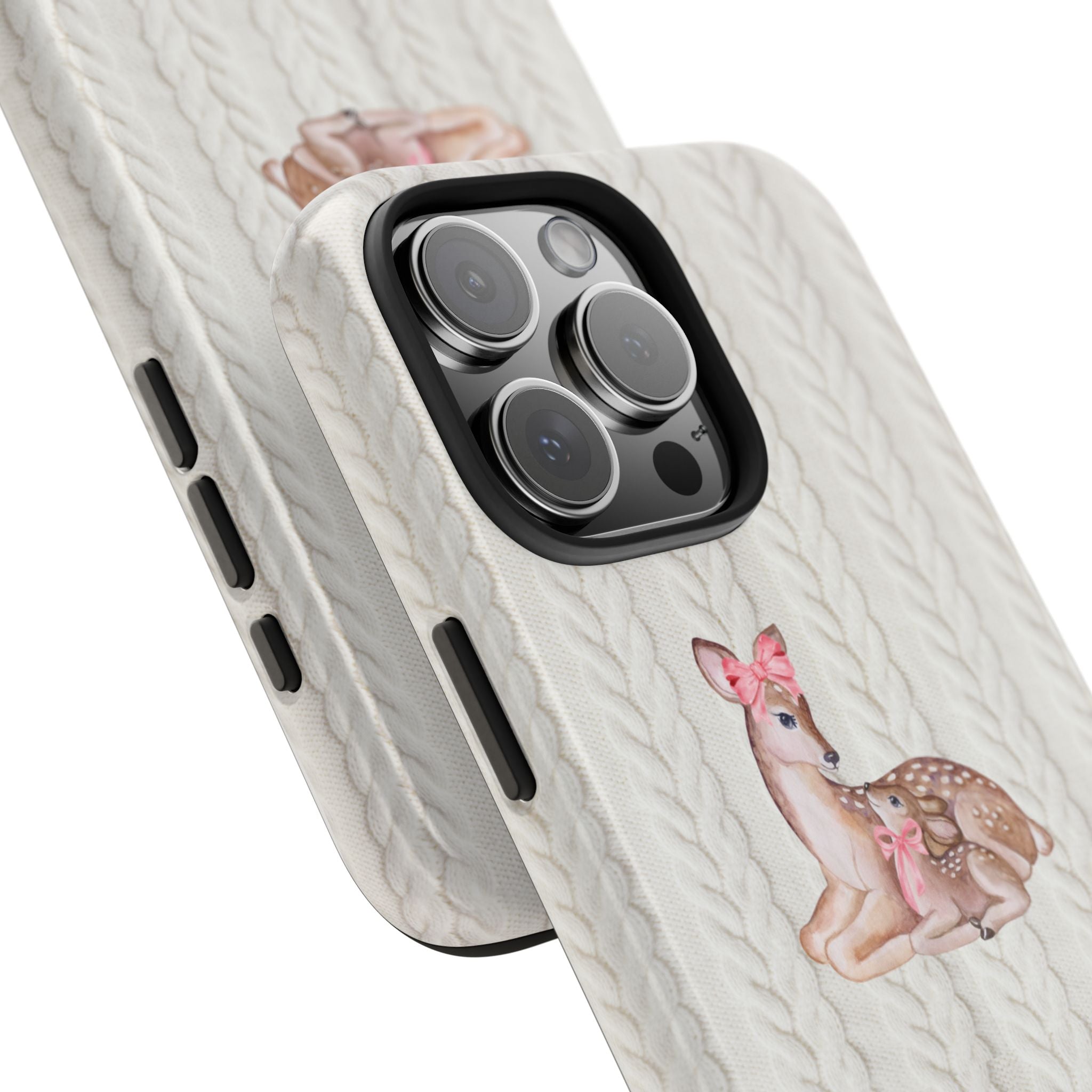 SWEATER KNIT PINK BOW DEER PHONE CASE