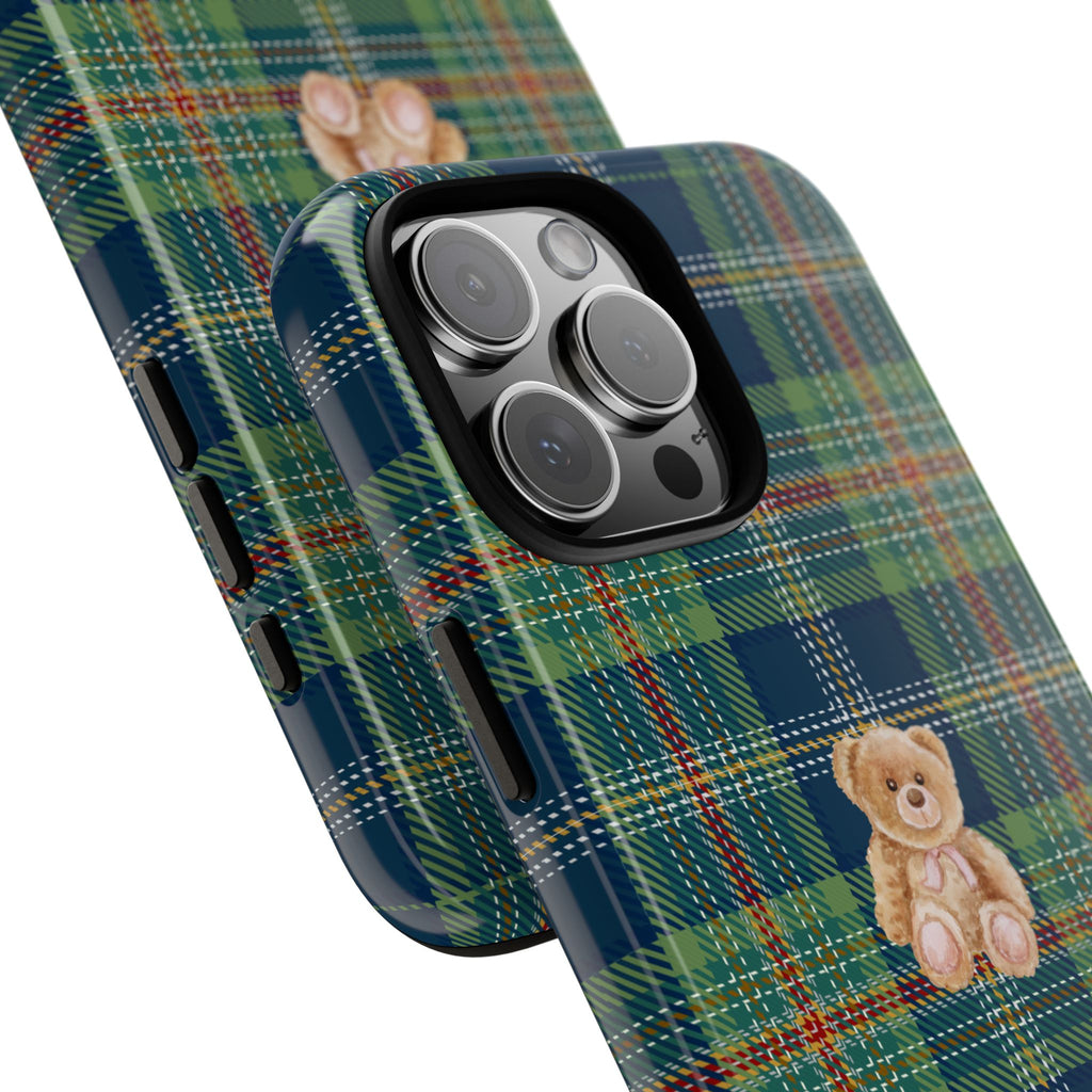 CHRISTMAS PLAID TEDDY BEAR PHONE CASE