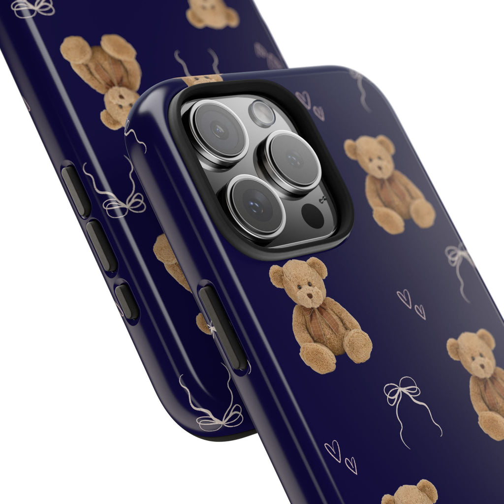 NAVY BLUE TEDDY BEAR BOW PHONE CASE