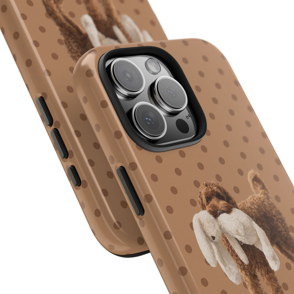 LIGHT BROWN POLKA DOTS GOLDENDOODLE DOG PHONE CASE