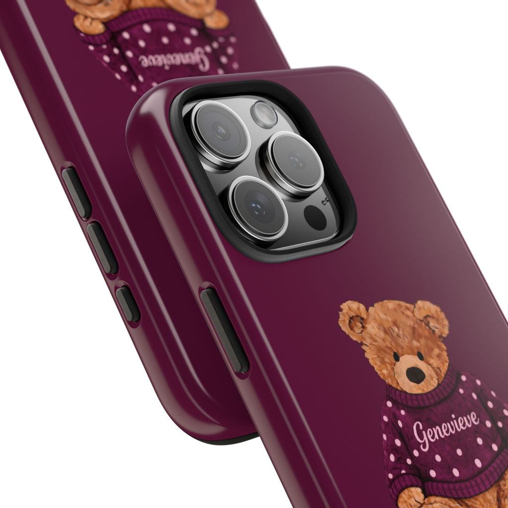 PERSONALIZED PLUM TEDDY BEAR NAME PHONE CASE
