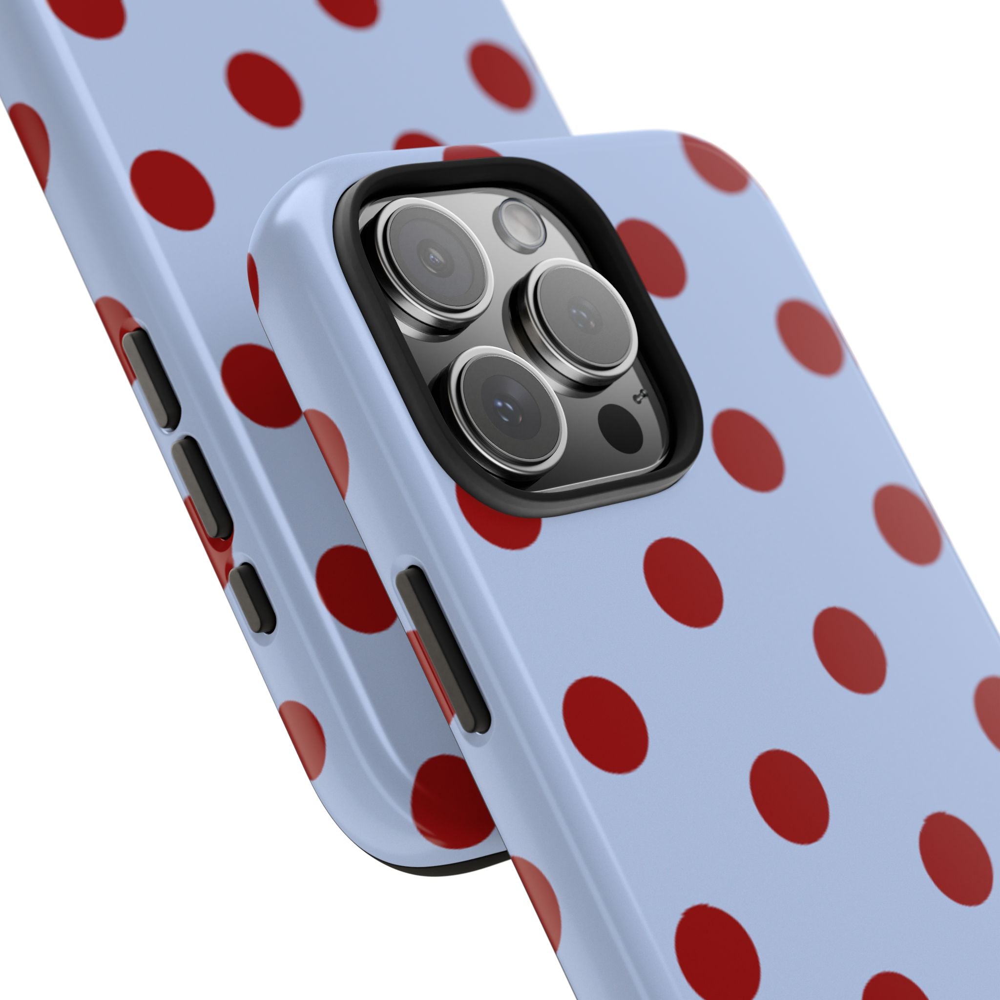 BLUE BURGUNDY POLKA DOTS PHONE CASE