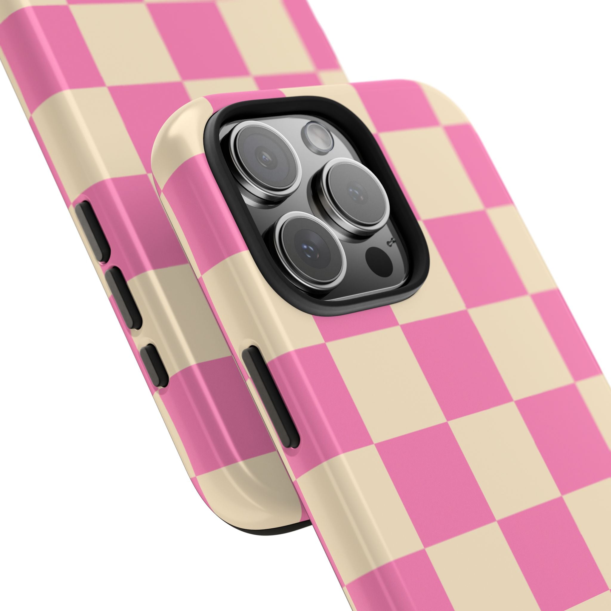 PINK YELLOW CHECKERED PHONE CASE