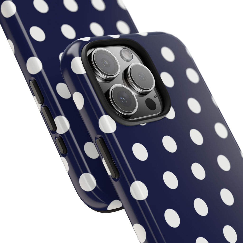 NAVY POPPY POLKA DOTS PHONE CASE