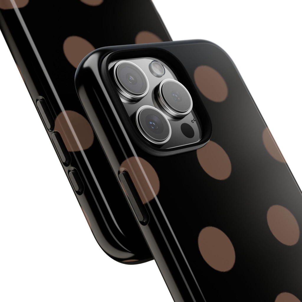 MIDNIGHT BROWN POLKA DOTS PHONE CASE