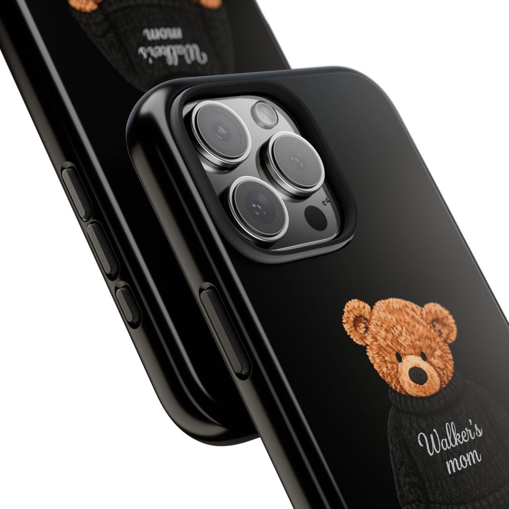 PERSONALIZED BLACK TEDDY BEAR NAME PHONE CASE