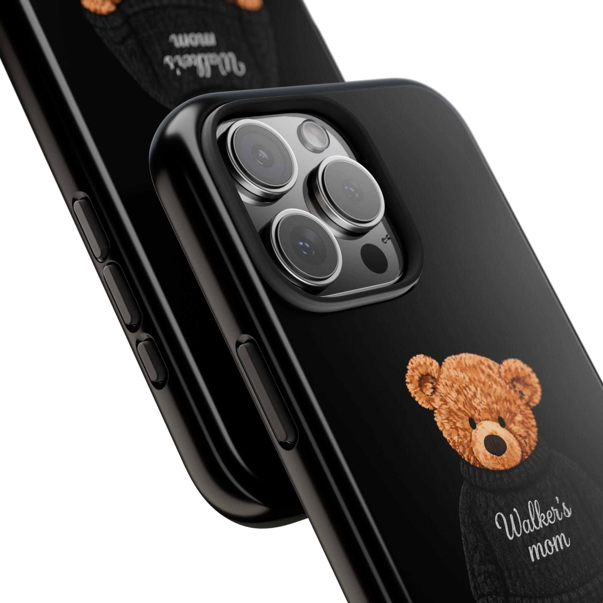 PERSONALIZED BLACK TEDDY BEAR NAME PHONE CASE