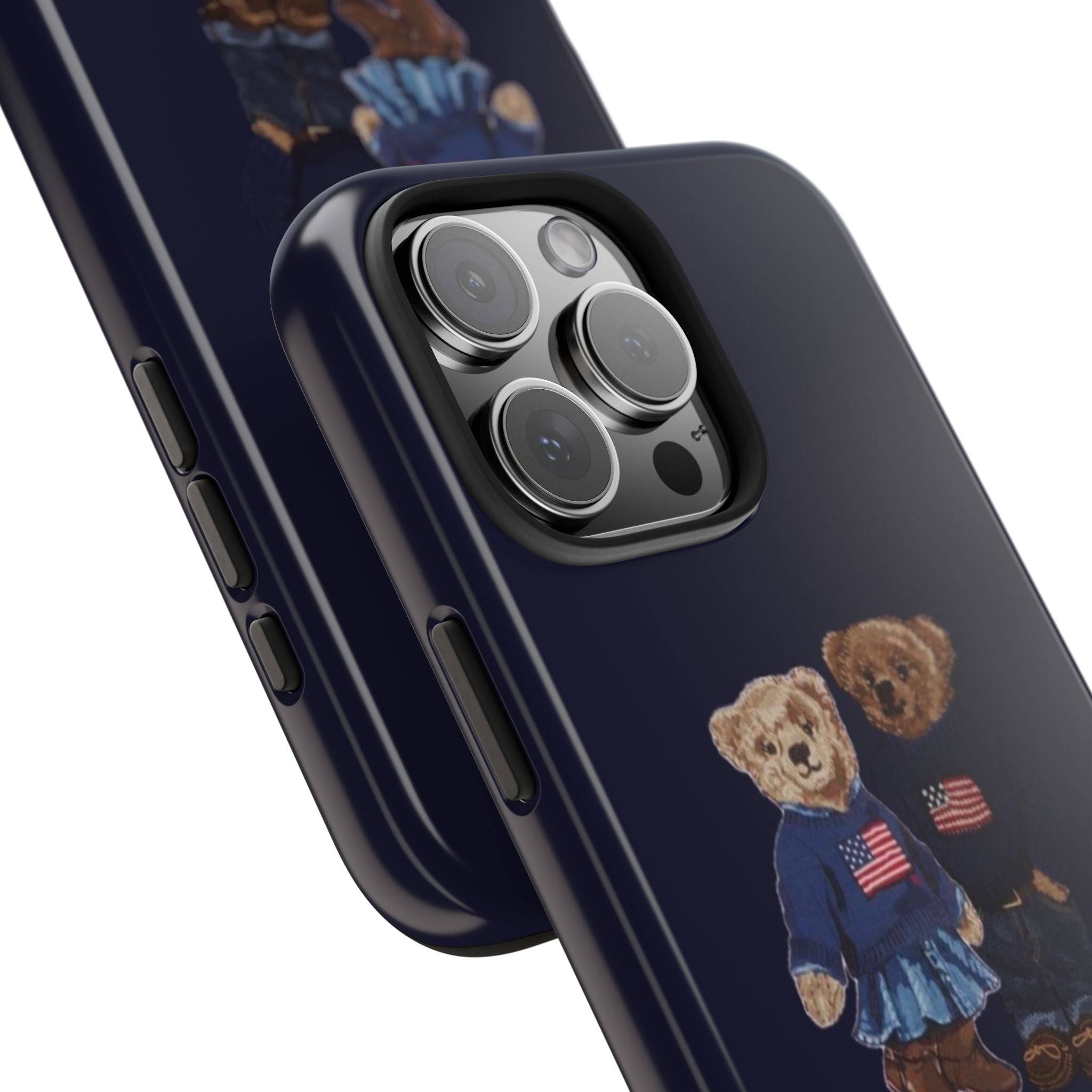 NAVY BLUE RL COUPLE INI LOVE TEDDY BEARS PHONE CASE