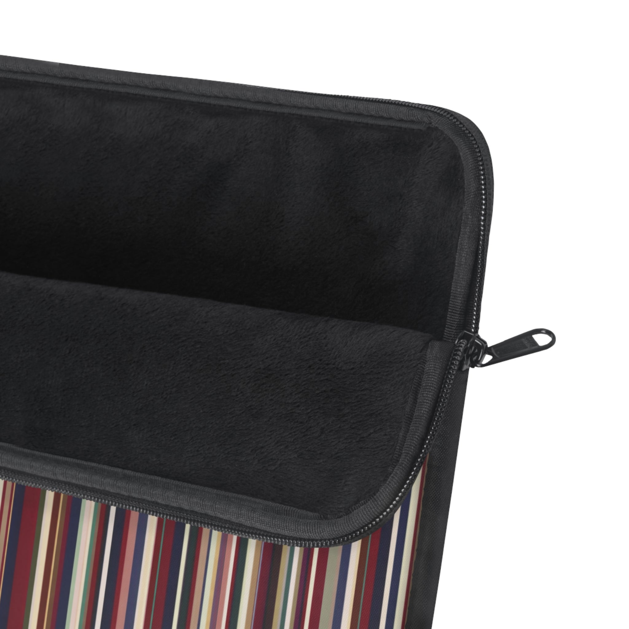Neoprene sleeve interior with gray lining and black exterior zipper edge