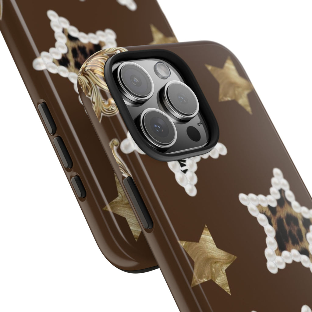 BROWN ANIMAL PRINT STARS PHONE CASE