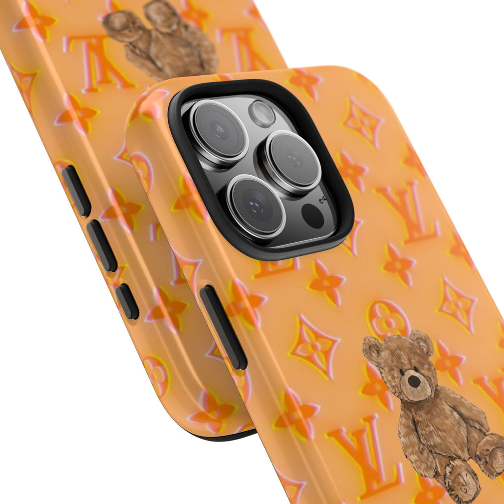 ORANGE LV TEDDY BEAR PHONE CASE
