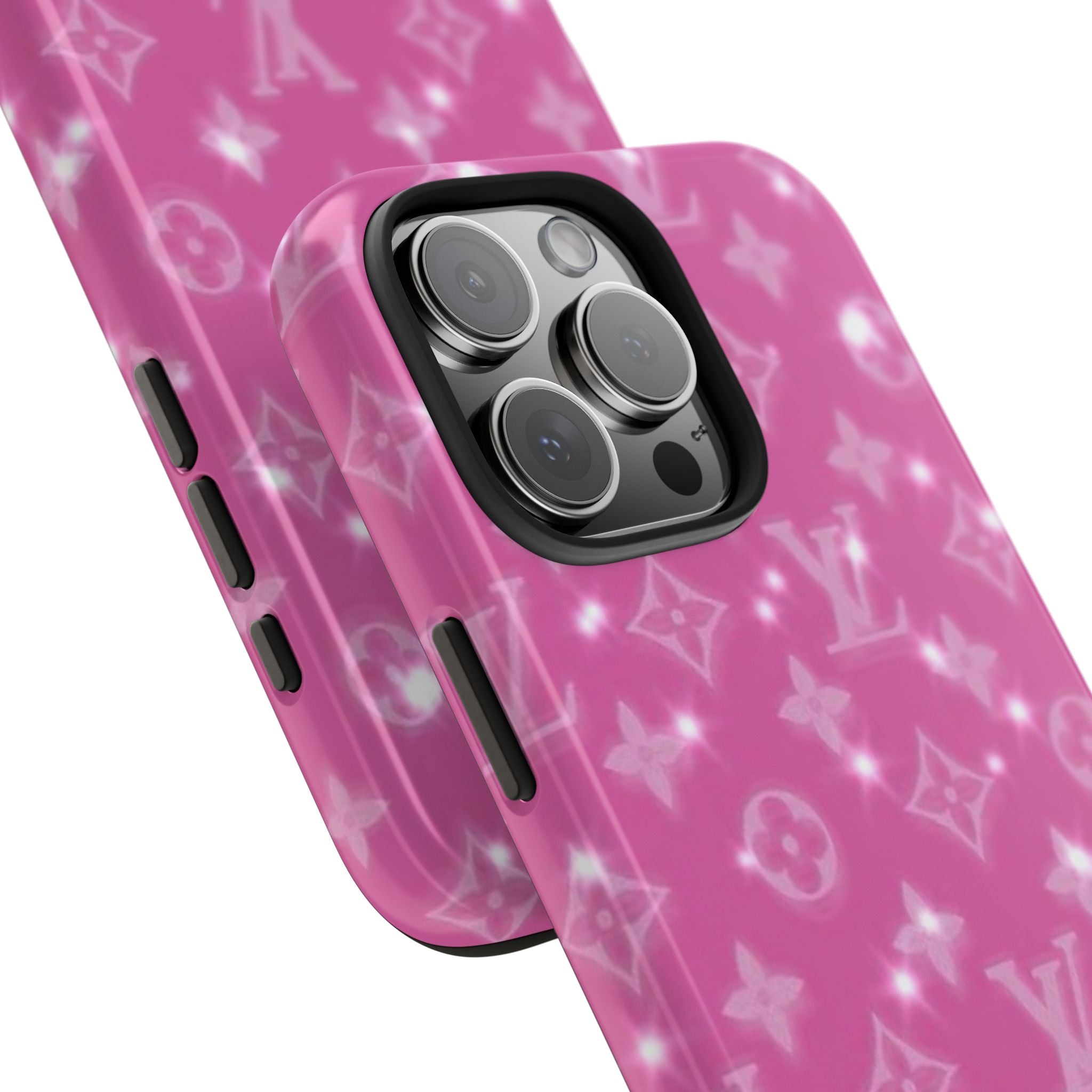 FUCHSIA PINK SPARKLE LV PHONE CASE