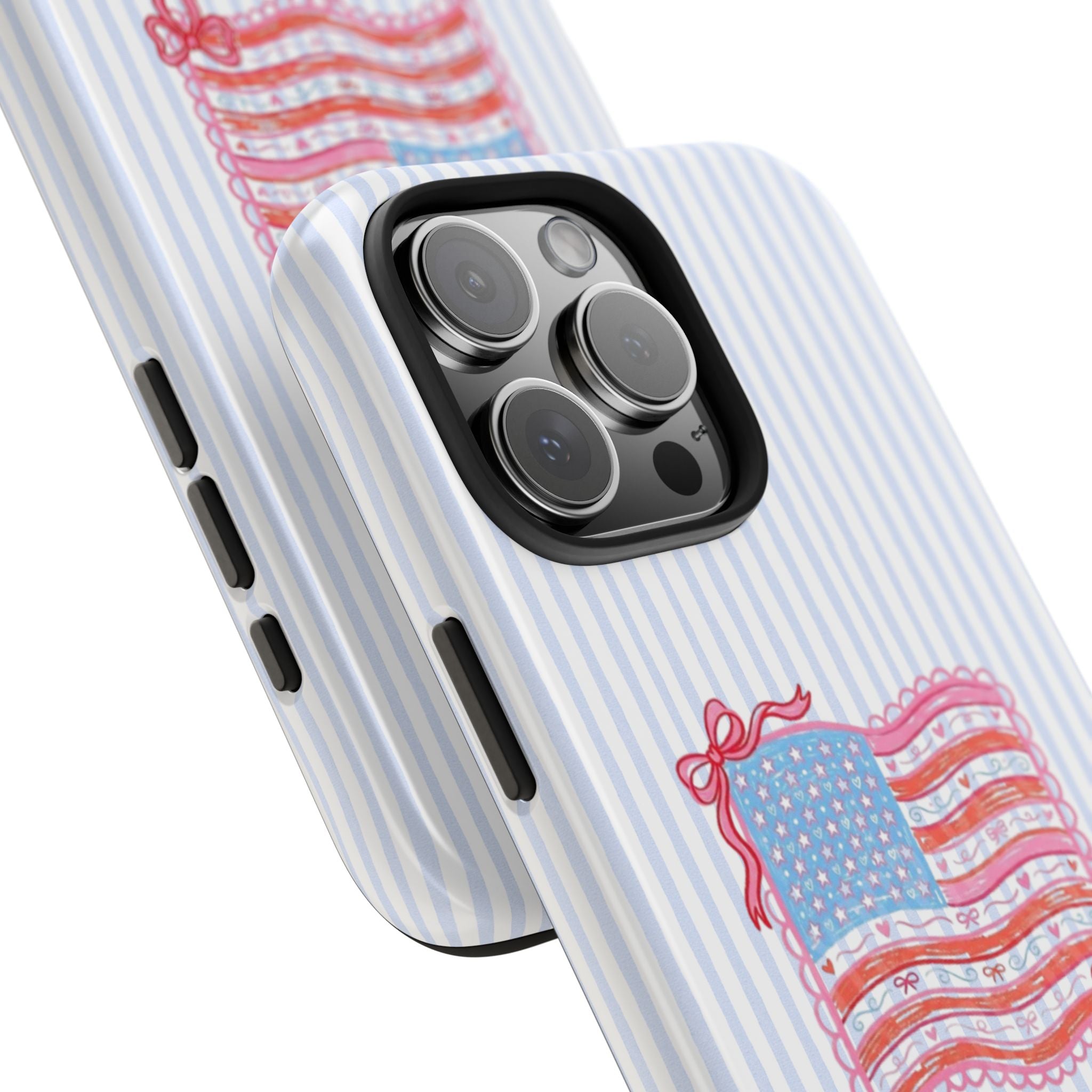 AMERICANA SUMMER BLUE STRIPES COQUETTE USA BOW FLAG PHONE CASE