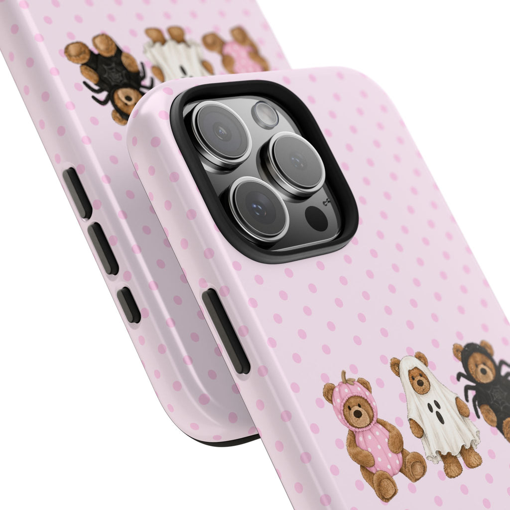 PINK POLKA DOTS HALLOWEEN TEDDY BEARS PHONE CASE