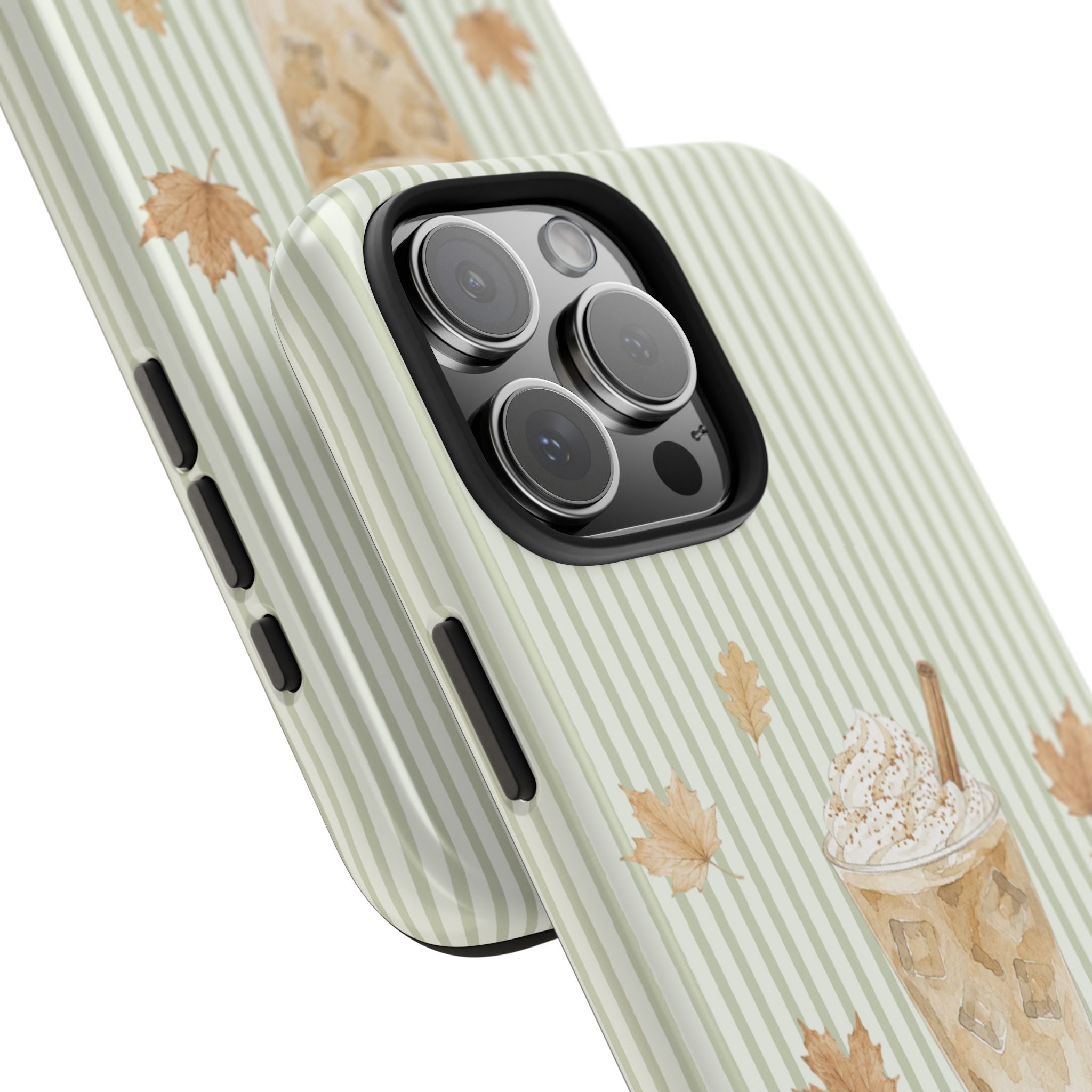 GREEN STRIPES PUMPKIN SPICE LATTE PHONE CASE
