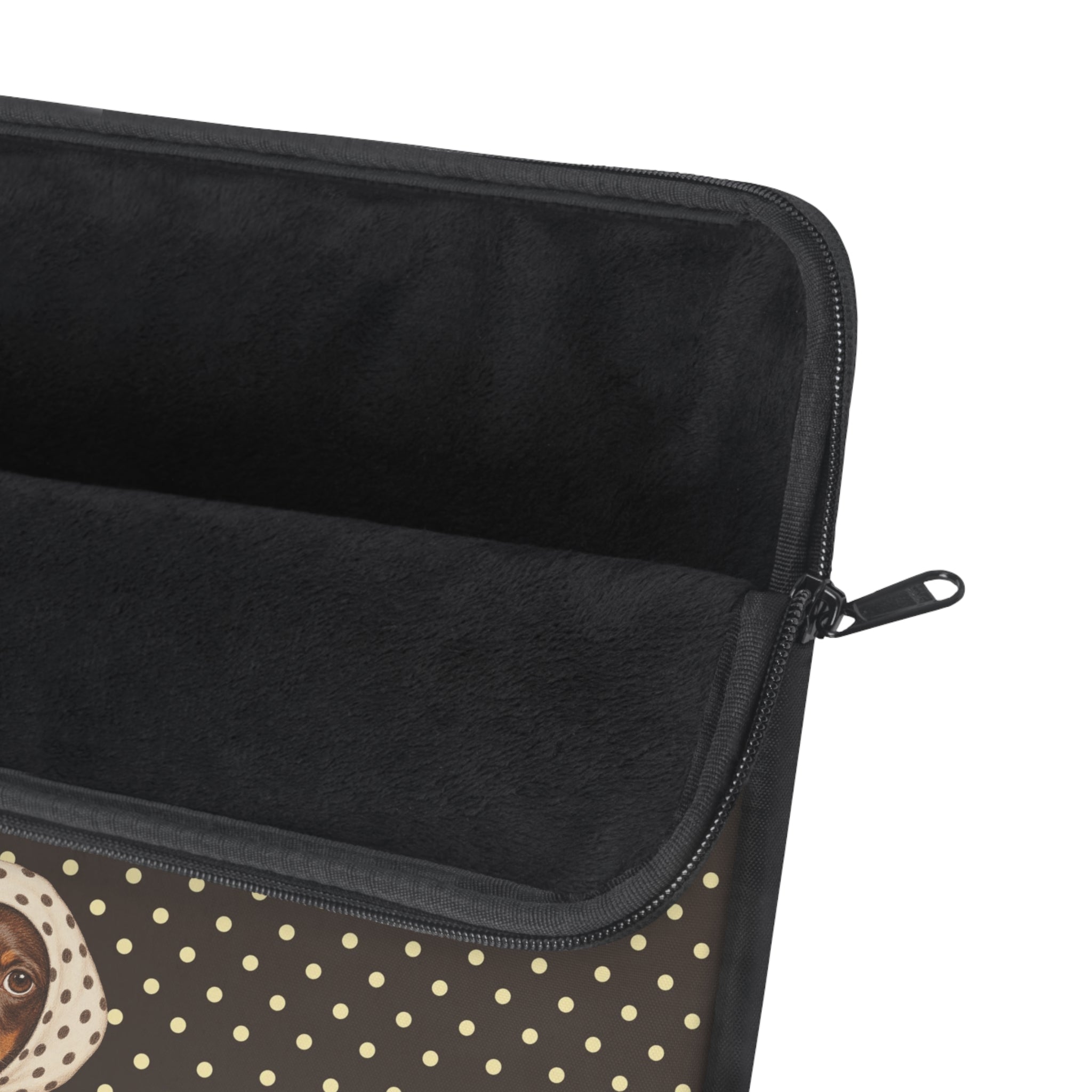 BROWN POLKA DOTS PREPPY SCARF DACHSHUND KINDLE IPAD & LAPTOP SLEEVE