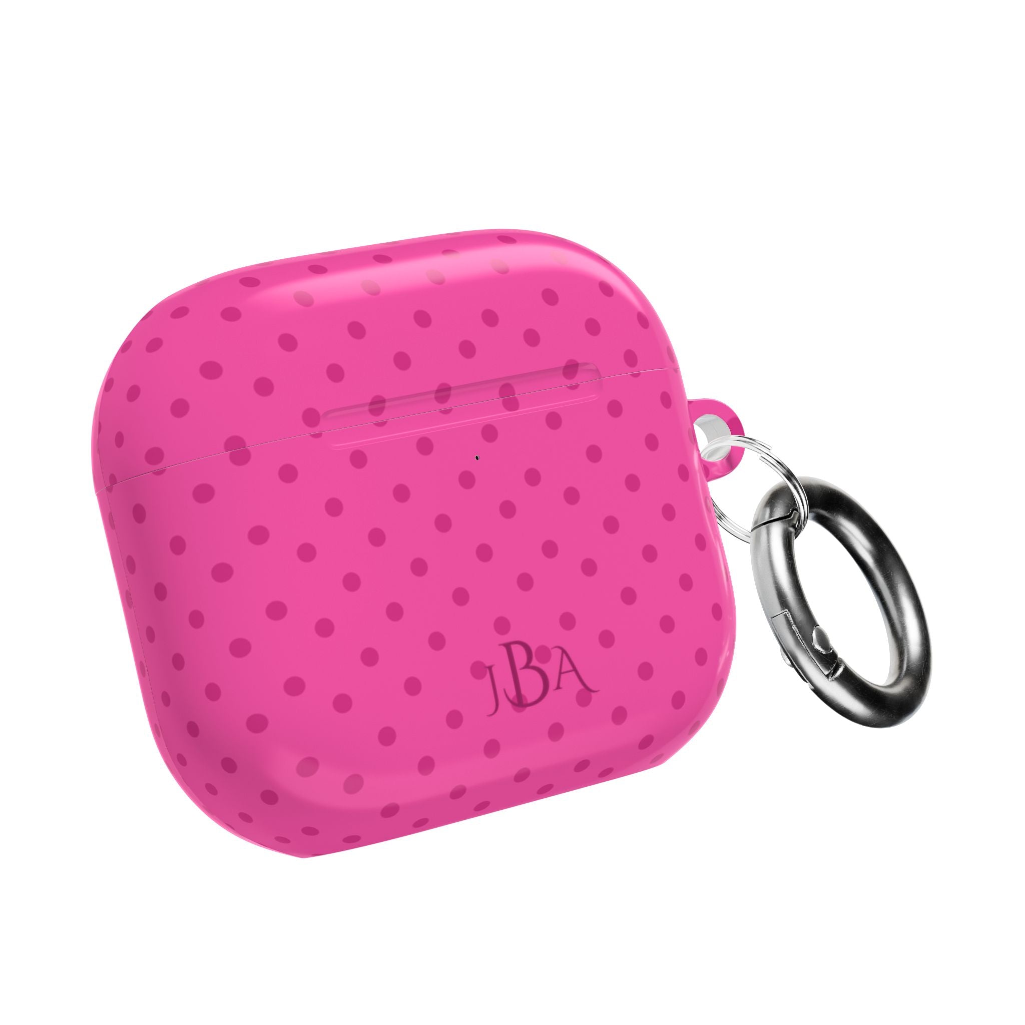 PERSONALIZED NAME CUSTOM FUCHSIA PINK POLKA DOTS INITIALS AIRPOD CASE