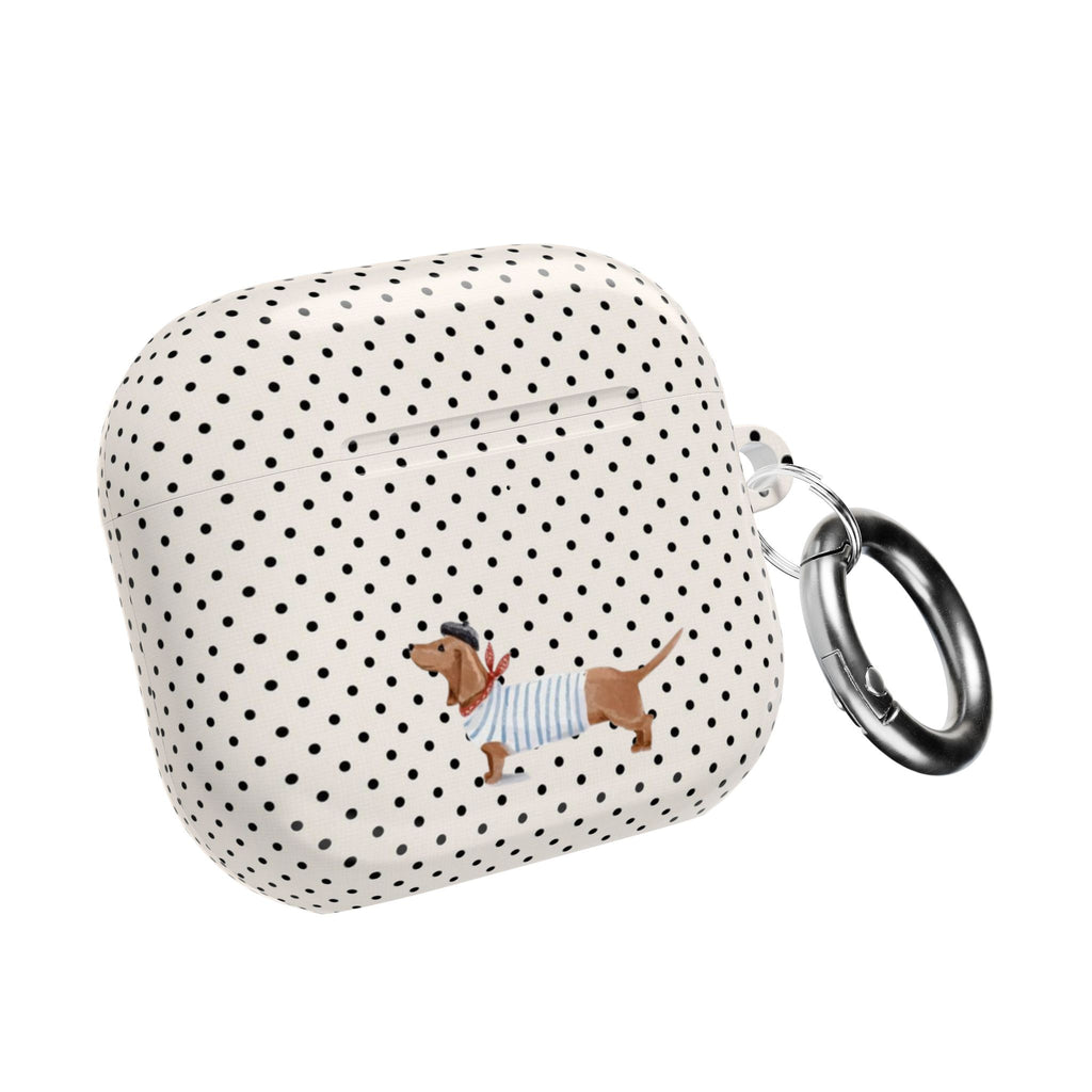 CLASSIC POLKA DOTS SAILOR DACHSHUND PUPPY AIRPOD CASE