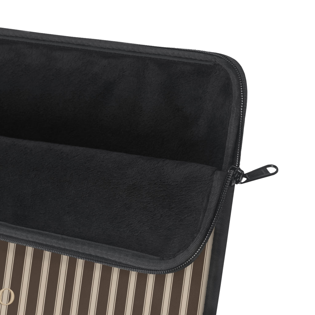 PERSONALIZED BROWN CLASSIC STRIPES INITIALS NAME KINDLE IPAD & LAPTOP SLEEVE
