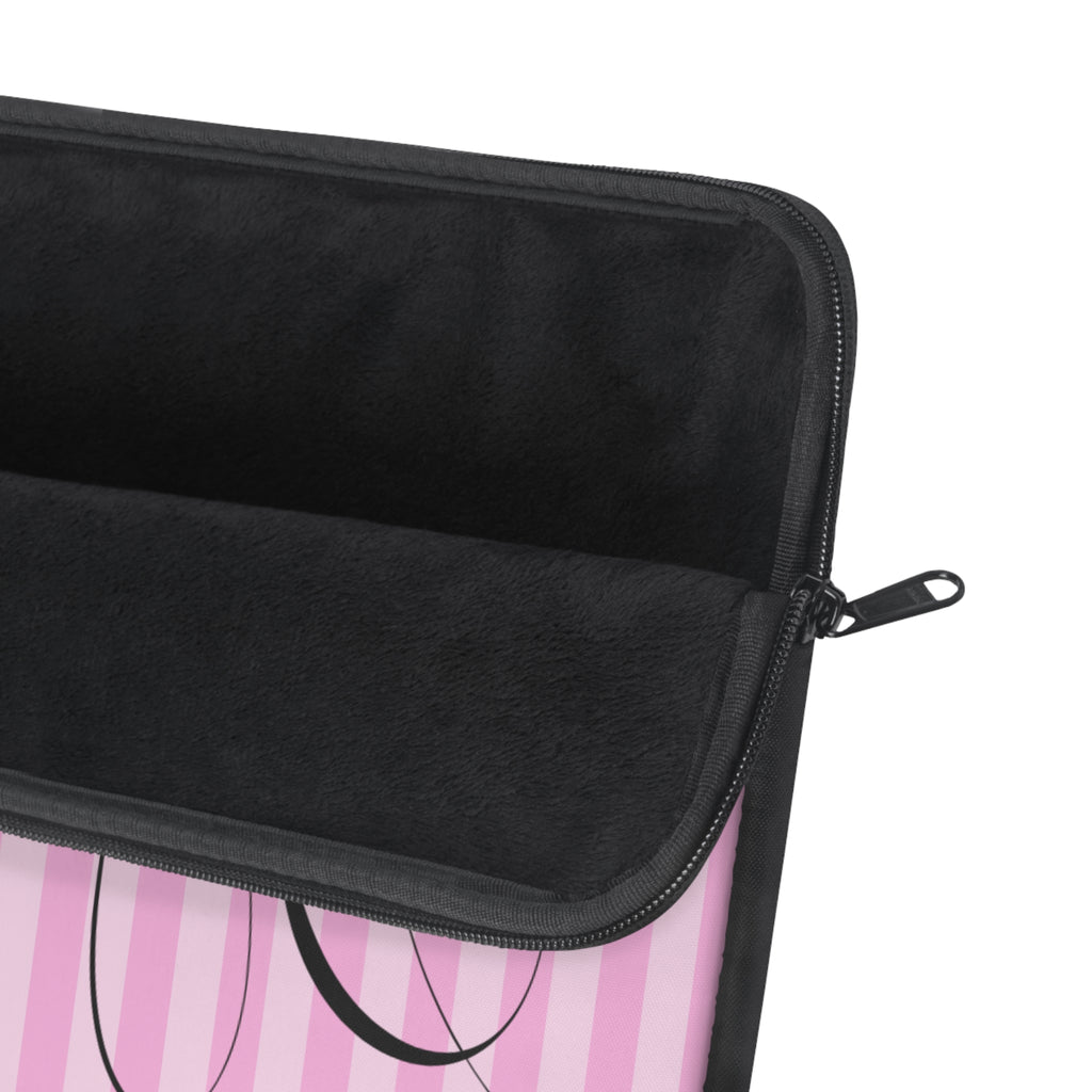 PERSONALIZED PINK STRIPES BLACK CUSTOM NAME IPAD & LAPTOP SLEEVE