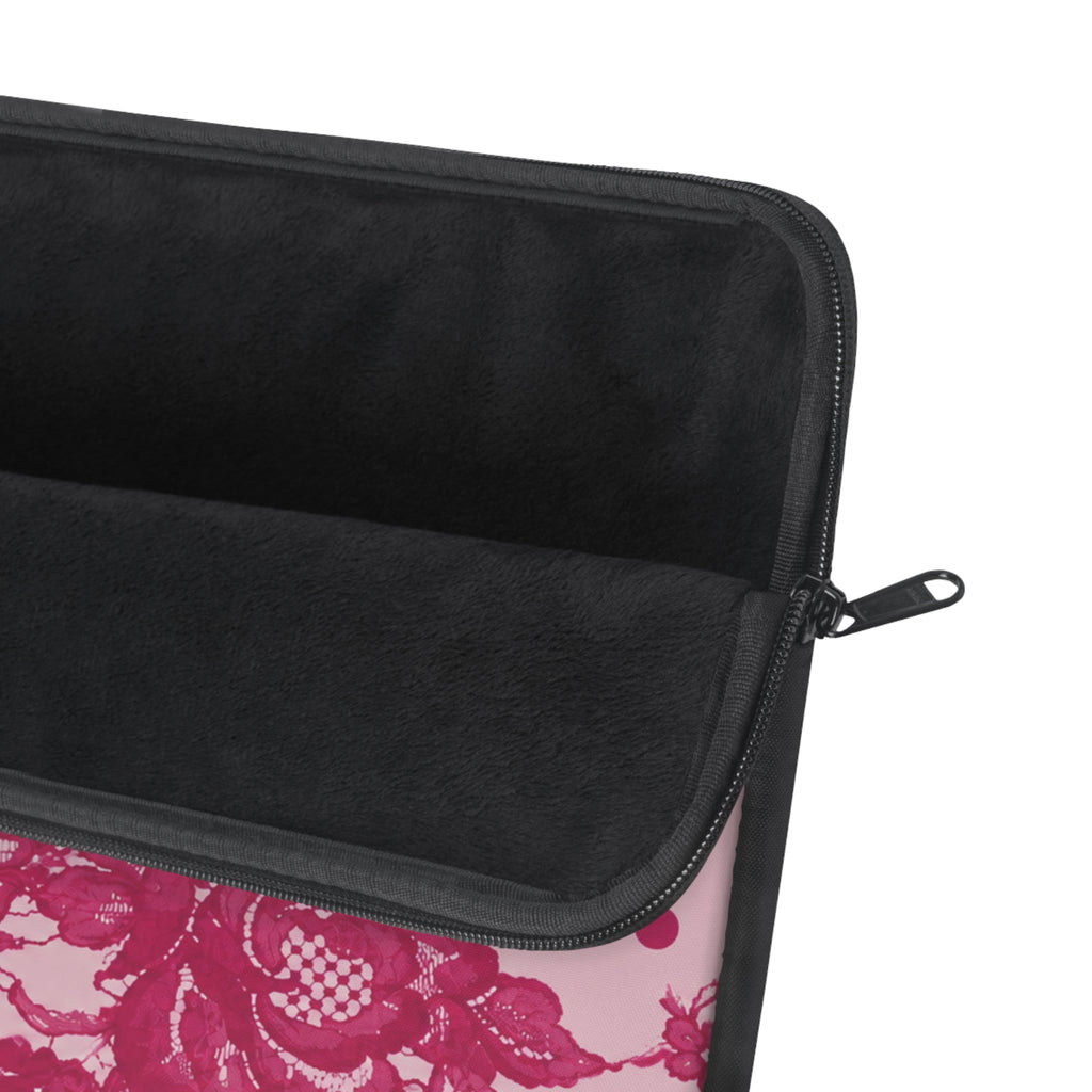 RASPBERRY CHANTILLY POLKA DOTS LACE IPAD & LAPTOP SLEEVE