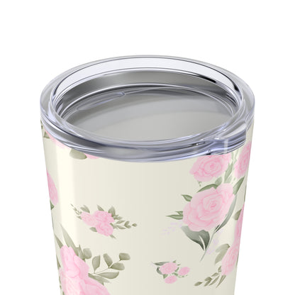 IVORY PINK ROSES TUMBLER