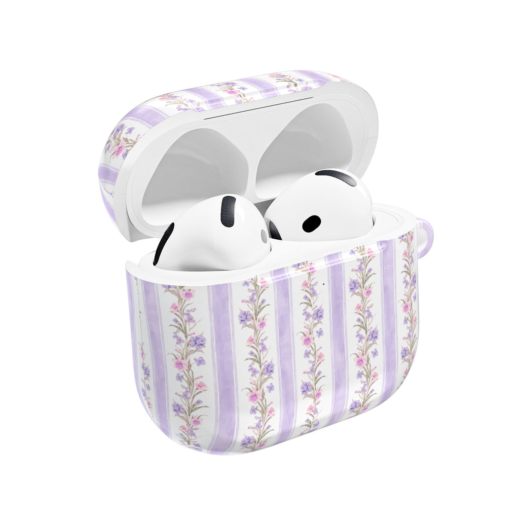 PURPLE STRIPE FLORAL AIRPOD CASE