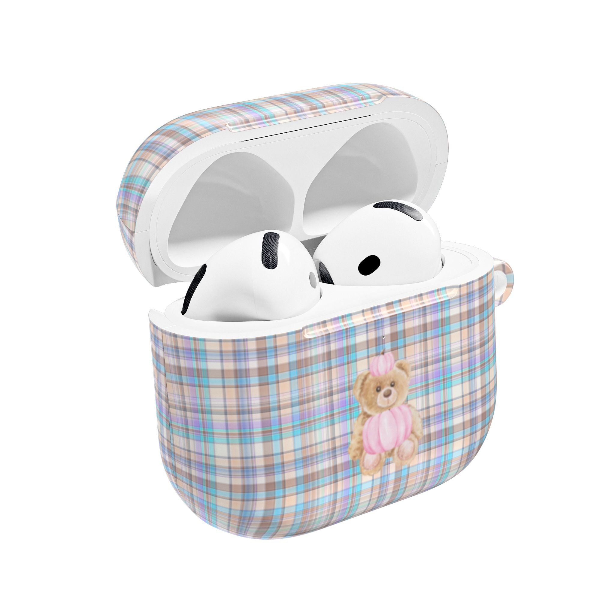 PLAID TEDDY AIRPOD CASE