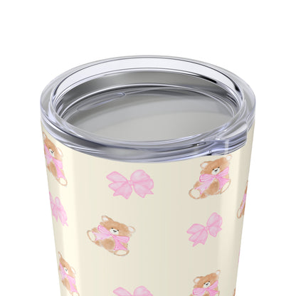 BEIGE TEDDY BOW TUMBLER