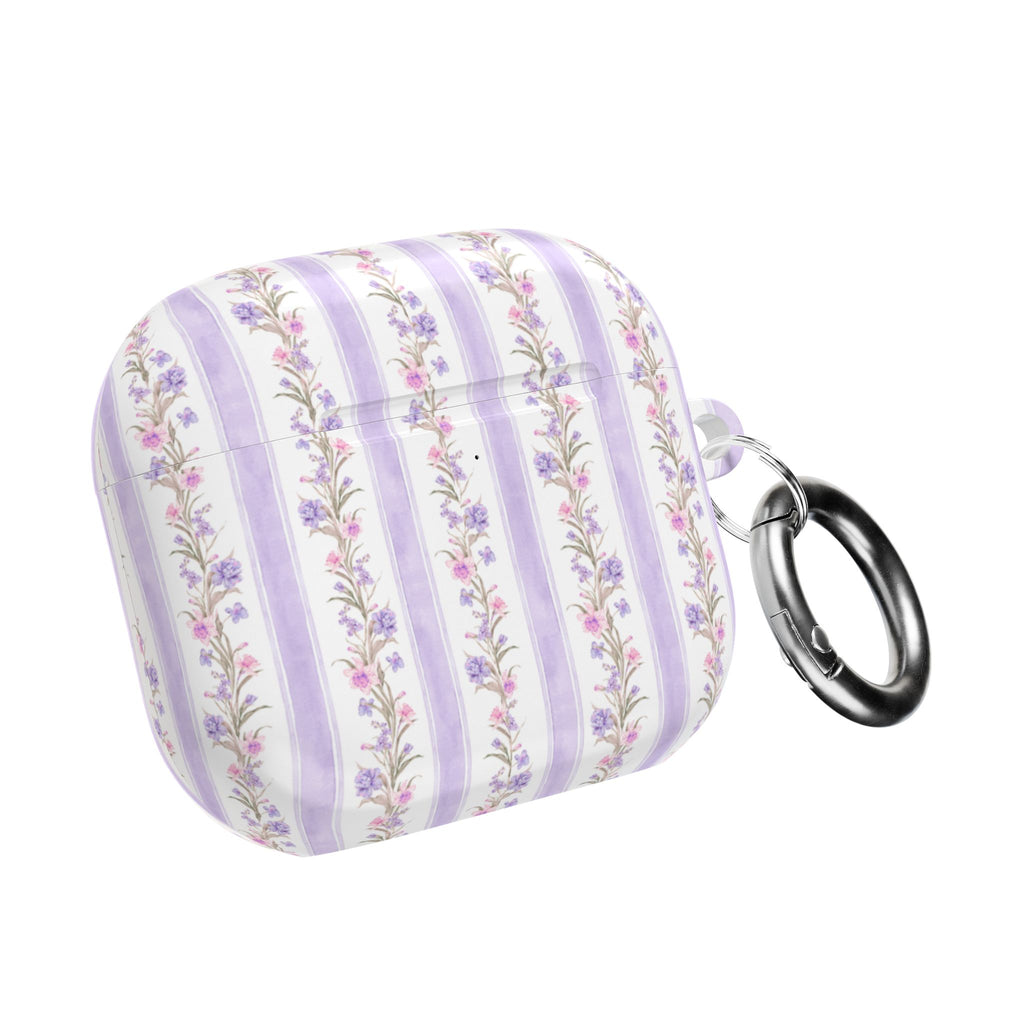 PURPLE STRIPE FLORAL AIRPOD CASE